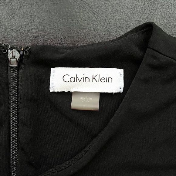 Calvin Klein Angled Patterned Silver Loops Black Dress Size 2 - Picture 9 of 9